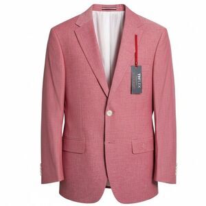 $295 TOMMY HILFIGER Mens Blazer Sport Coat 2 Button Jacket 38R Pink Cotton